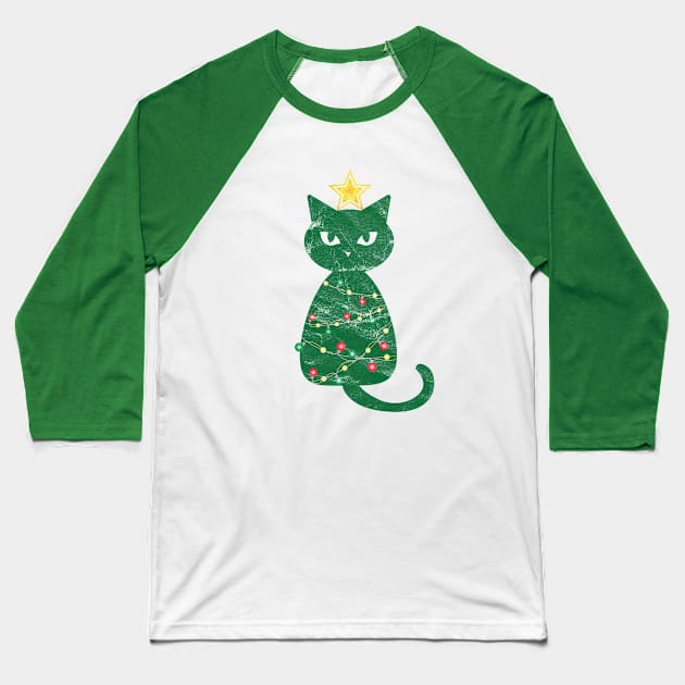 Christmas Tree - Christmas Cat - Funny Christmas Tree Shirt Baseball T-Shirt by BKFMerch